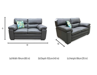 World of Leather 'Cozee' Nw-517e Shale Grey 2 Seater Pure Premium Leather Sofa