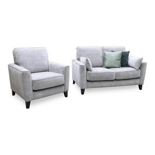 ‘Brondby’ Fab-Can-R452 Greymist Fabric 2 Seater Sofa + Armchair
