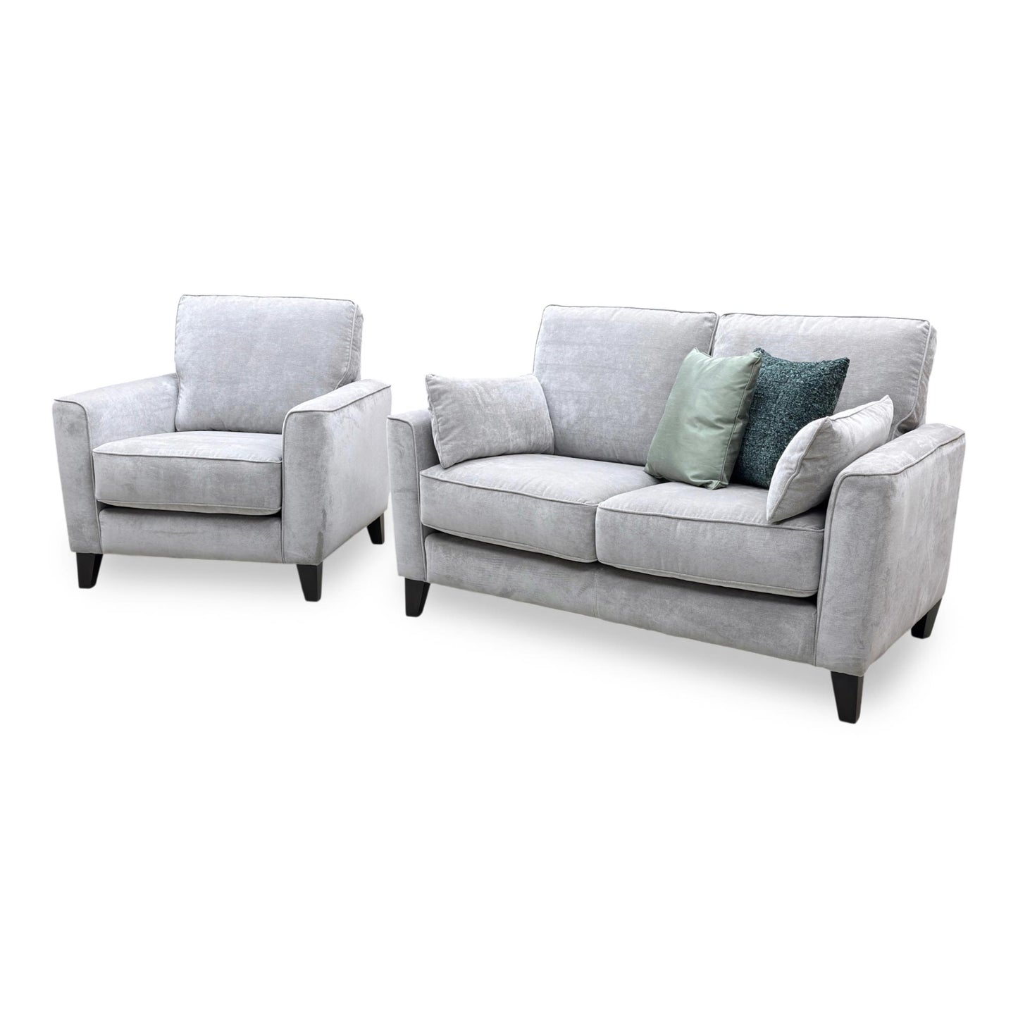 ‘Brondby’ Fab-Can-R452 Greymist Fabric 2 Seater Sofa + Armchair