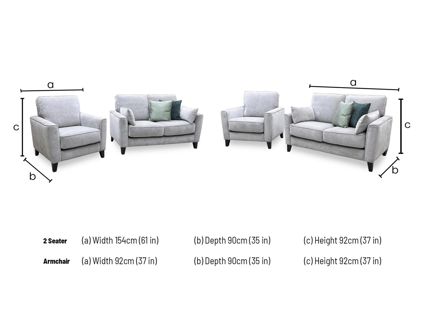 ‘Brondby’ Fab-Can-R452 Greymist Fabric 2 Seater Sofa + Armchair