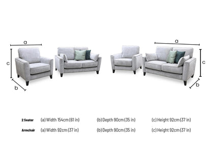 ‘Brondby’ Fab-Can-R452 Greymist Fabric 2 Seater Sofa + Armchair