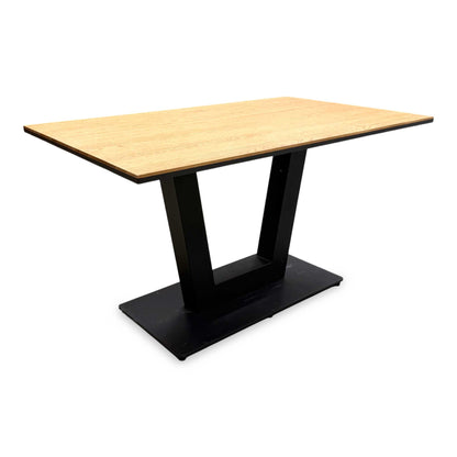 Venus Dining Set - Earth Finish Table, Tan Brown Faux Leather Left Hand Facing Corner Bench & Low Dining Bench