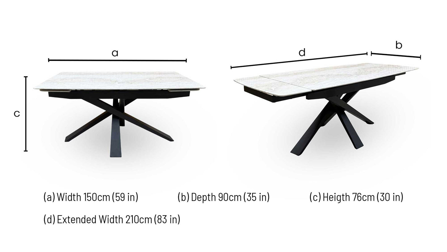 'Germain' Marble Top 150cm Extending Dining Table