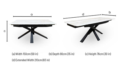 'Germain' Marble Top 150cm Extending Dining Table