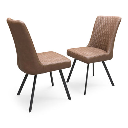 ‘Earth’ Tan Brown Pair of Dining Chairs