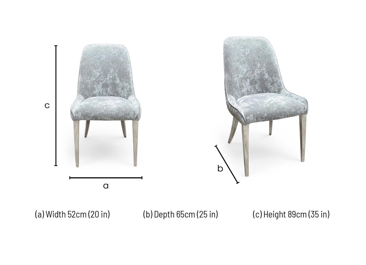 'Dolce' Silver Velvet Dining Chair