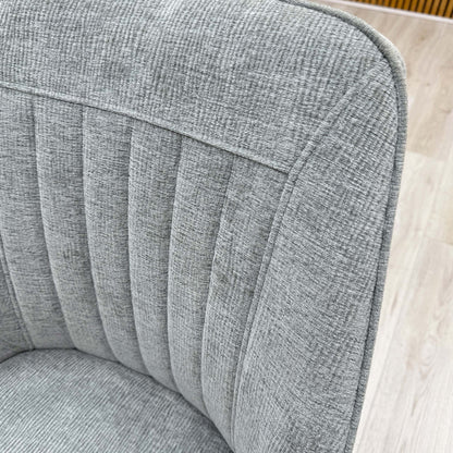 'Crete' Light Grey Fabric Swivel Dining Chair