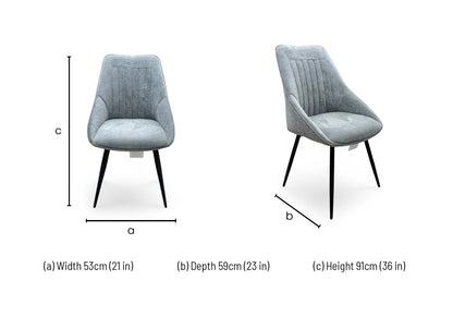 'Crete' Light Grey Fabric Swivel Dining Chair
