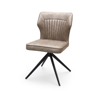 ‘Aydin' Light Brown Fabric Swivel Dining Chair