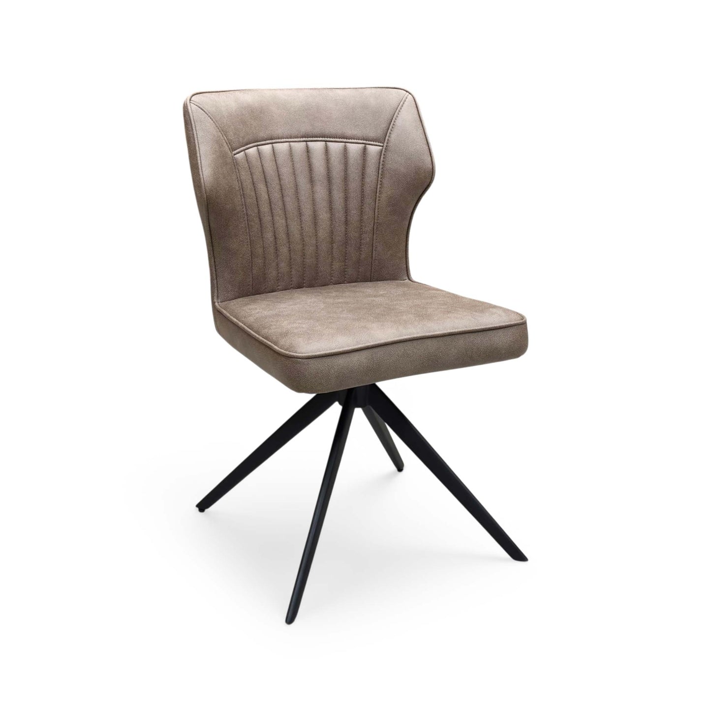 ‘Aydin' Light Brown Fabric Swivel Dining Chair