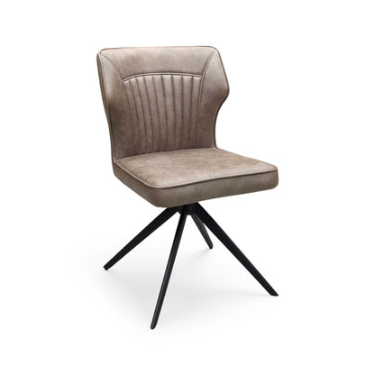 ‘Aydin' Light Brown Fabric Swivel Dining Chair
