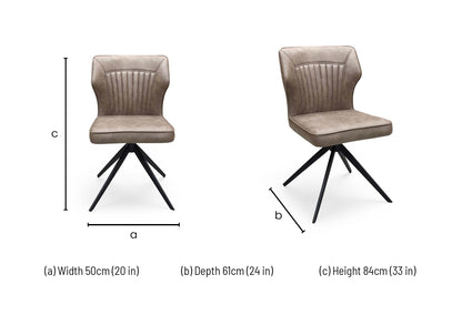 ‘Aydin' Light Brown Fabric Swivel Dining Chair