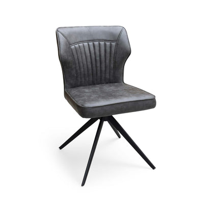 ‘Aydin’ Dark Grey Fabric Swivel Dining Chair