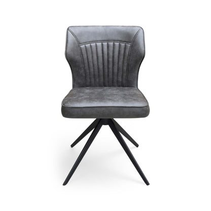 ‘Aydin’ Dark Grey Fabric Swivel Dining Chair