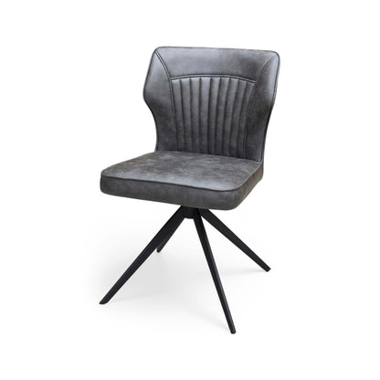 ‘Aydin’ Dark Grey Fabric Swivel Dining Chair