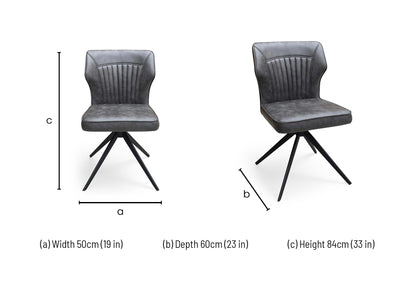 ‘Aydin’ Dark Grey Fabric Swivel Dining Chair
