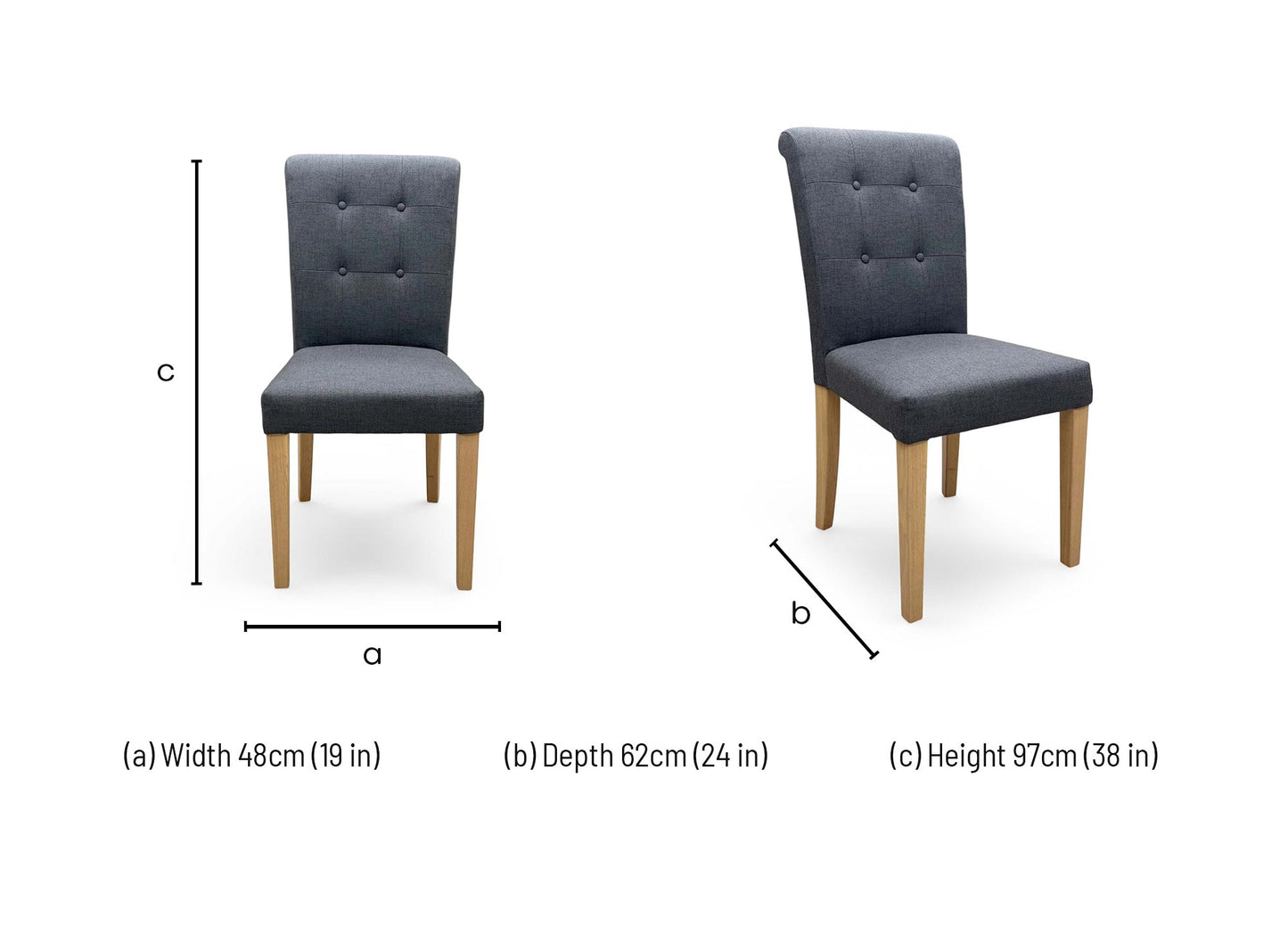 Furnitureland 'Augusta' Anthracite Grey Roll Back Upholstered Dining Chair