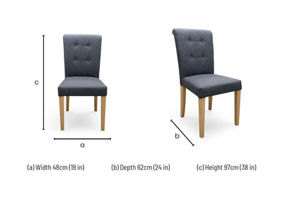 Furnitureland 'Augusta' Anthracite Grey Roll Back Upholstered Dining Chair