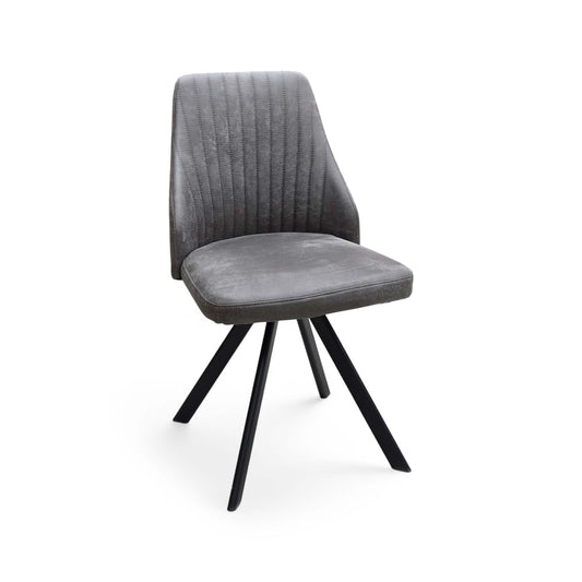 ‘Aquila’ Grey Fabric Swivel Dining Chair