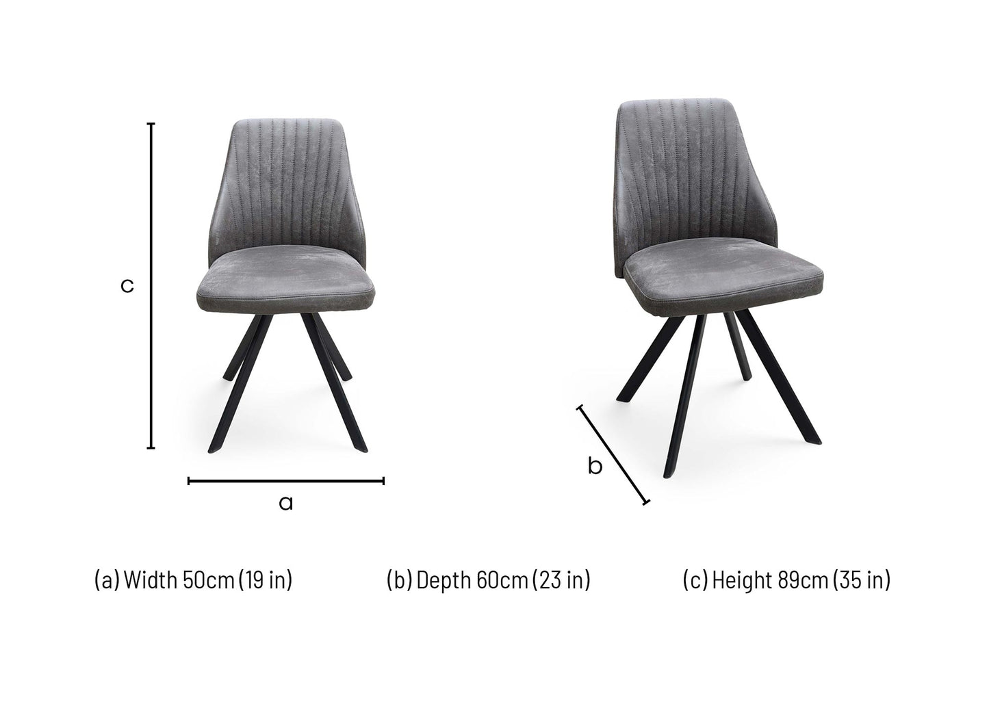 ‘Aquila’ Grey Fabric Swivel Dining Chair