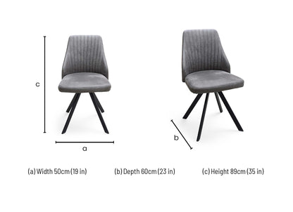 ‘Aquila’ Grey Fabric Swivel Dining Chair