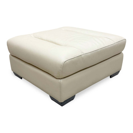 'Action' Taupe Leather Large Square Footstool