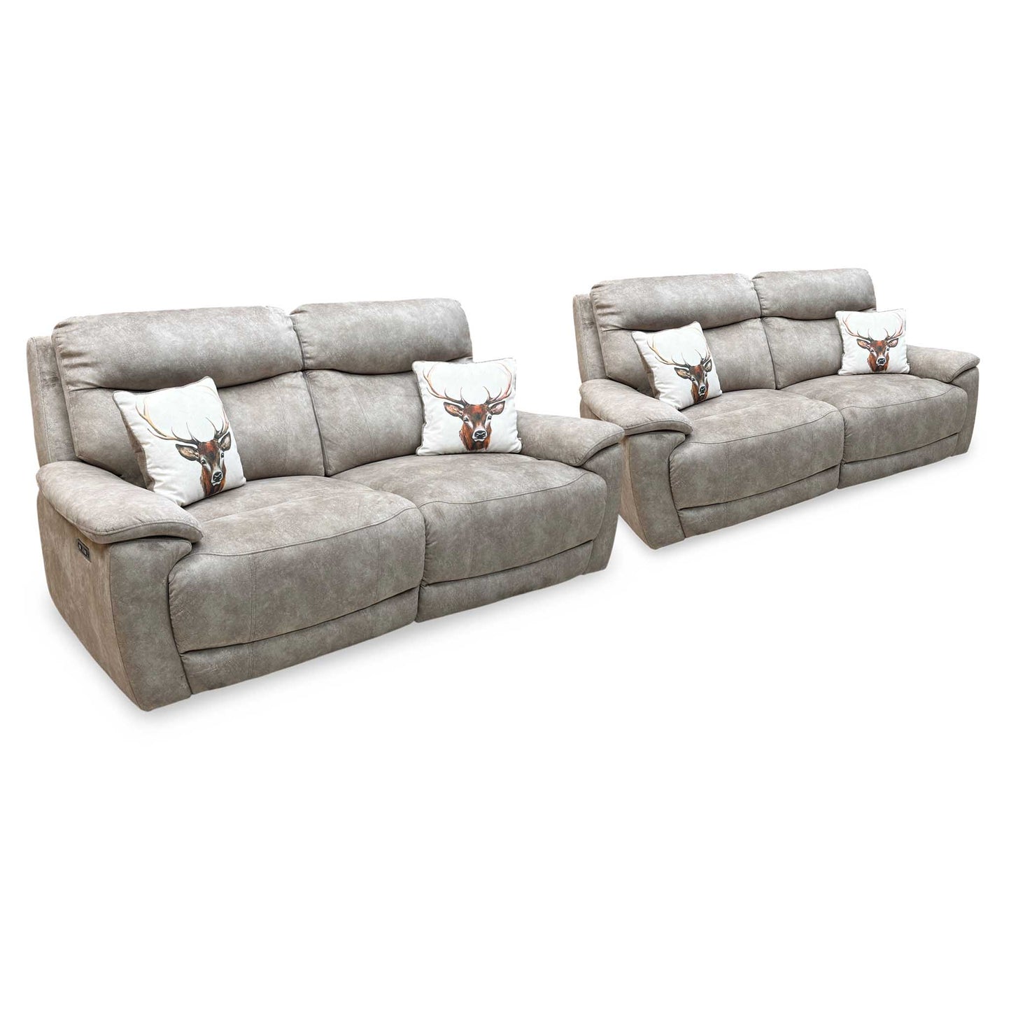 ‘Sloane' Marble Cream Fabric 3 + 3 Seater Power Recliner Sofa Set Furniture Village