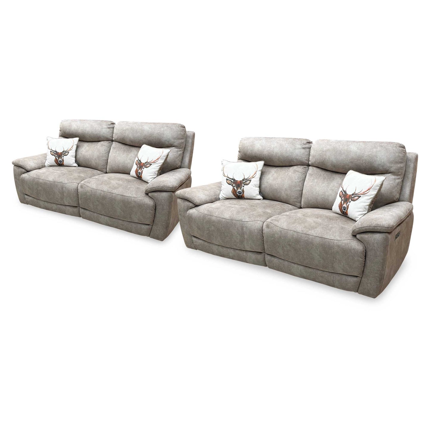 ‘Sloane' Marble Cream Fabric 3 + 3 Seater Power Recliner Sofa Set Furniture Village