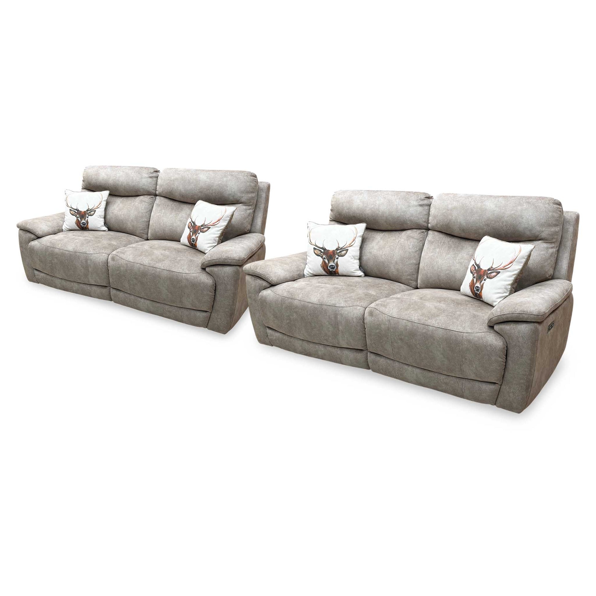 ‘Sloane' Marble Cream Fabric 3 + 3 Seater Power Recliner Sofa Set Furniture Village