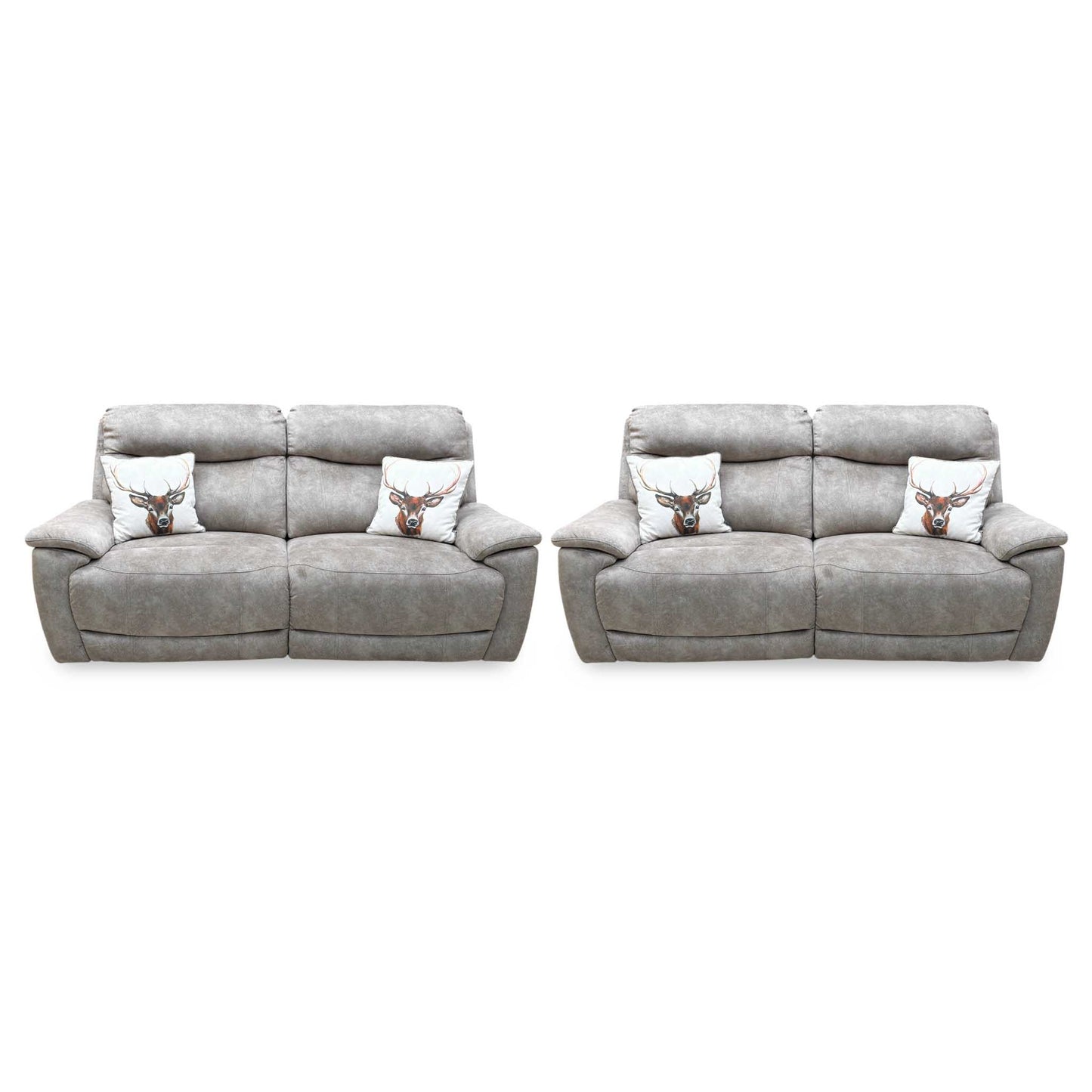 ‘Sloane' Marble Cream Fabric 3 + 3 Seater Power Recliner Sofa Set Furniture Village