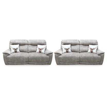 ‘Sloane' Marble Cream Fabric 3 + 3 Seater Power Recliner Sofa Set Furniture Village