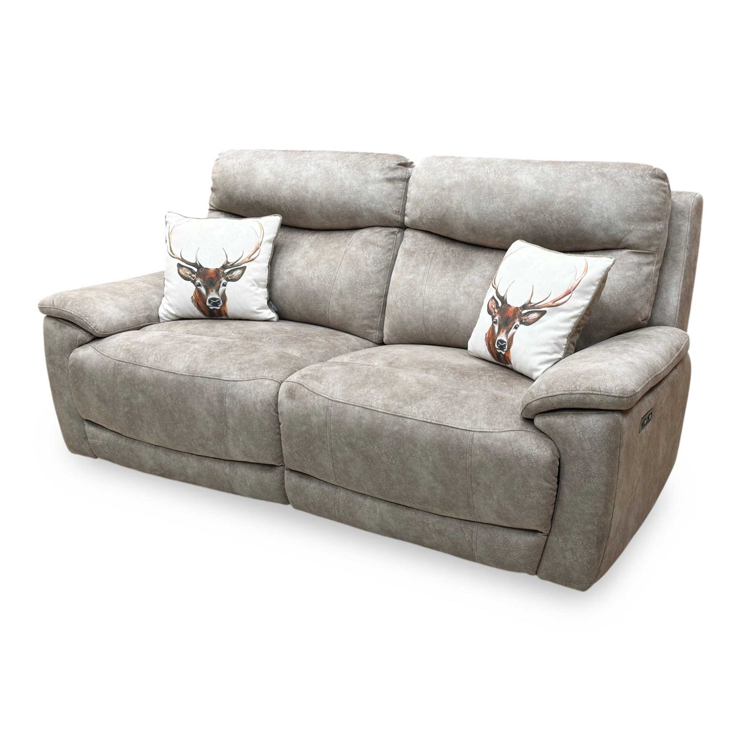 ‘Sloane' Marble Cream Fabric 3 Seater Power Recliner Sofa