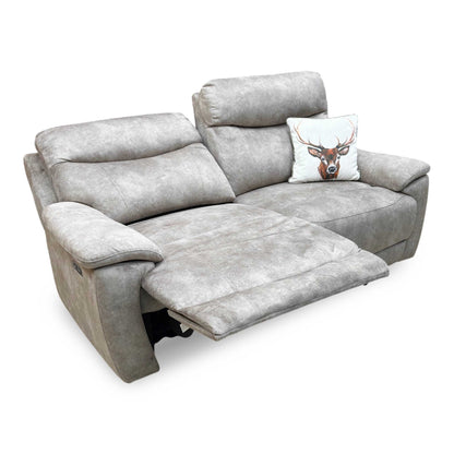 ‘Sloane' Marble Cream Fabric 3 Seater Power Recliner Sofa