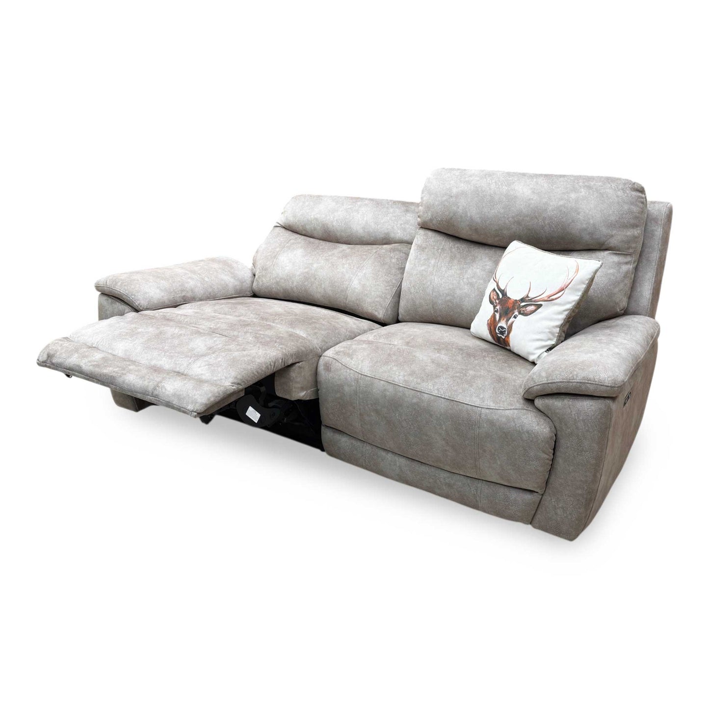 ‘Sloane' Marble Cream Fabric 3 Seater Power Recliner Sofa