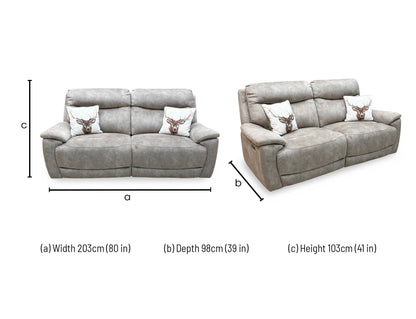‘Sloane' Marble Cream Fabric 3 Seater Power Recliner Sofa