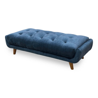 ‘Rene’ Airforce Blue Fabric Large Footstool
