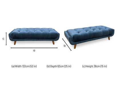 ‘Rene’ Airforce Blue Fabric Large Footstool
