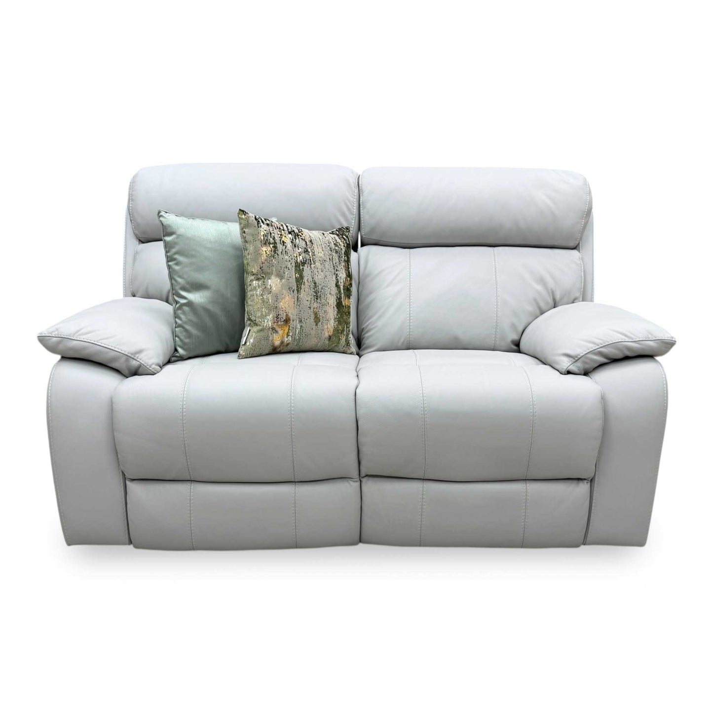 World of Leather'Moreno' Nw-516e Light Grey Leather 2 Seater Power Recliner Sofa with Power Headrests