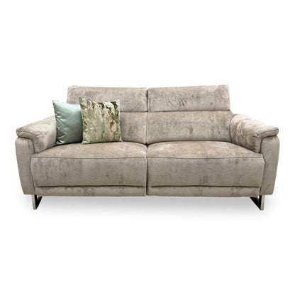 'Moet' Hudson Mocha Brown Fabric 3 Seater Power Recliner Sofa with Telescopic Headrests