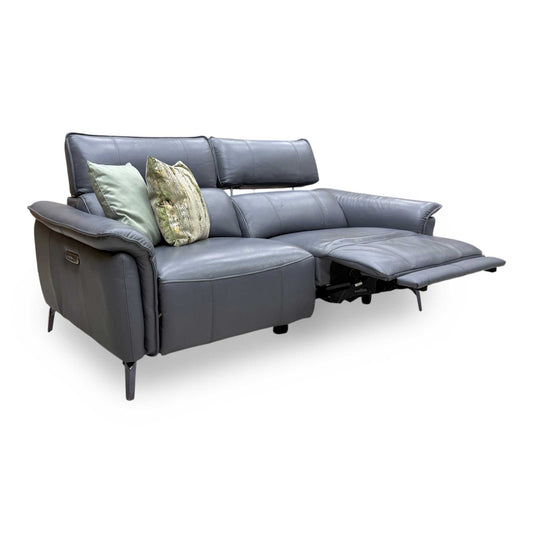 'Jude' Montana Lavender Grey Leather 3 Seater Power Recliner Sofa with Power Headrests and Power Lumbar