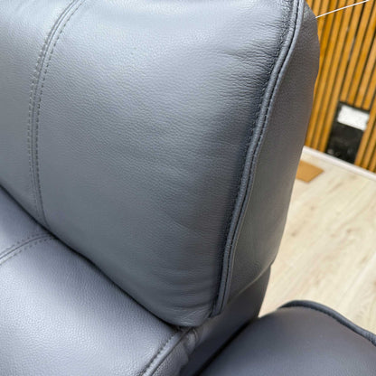 Close-up macro view detailing the Montana lavender grey leather, highlighting its high-grade fine grain texture, soft supple surface, and unique muted color tone.