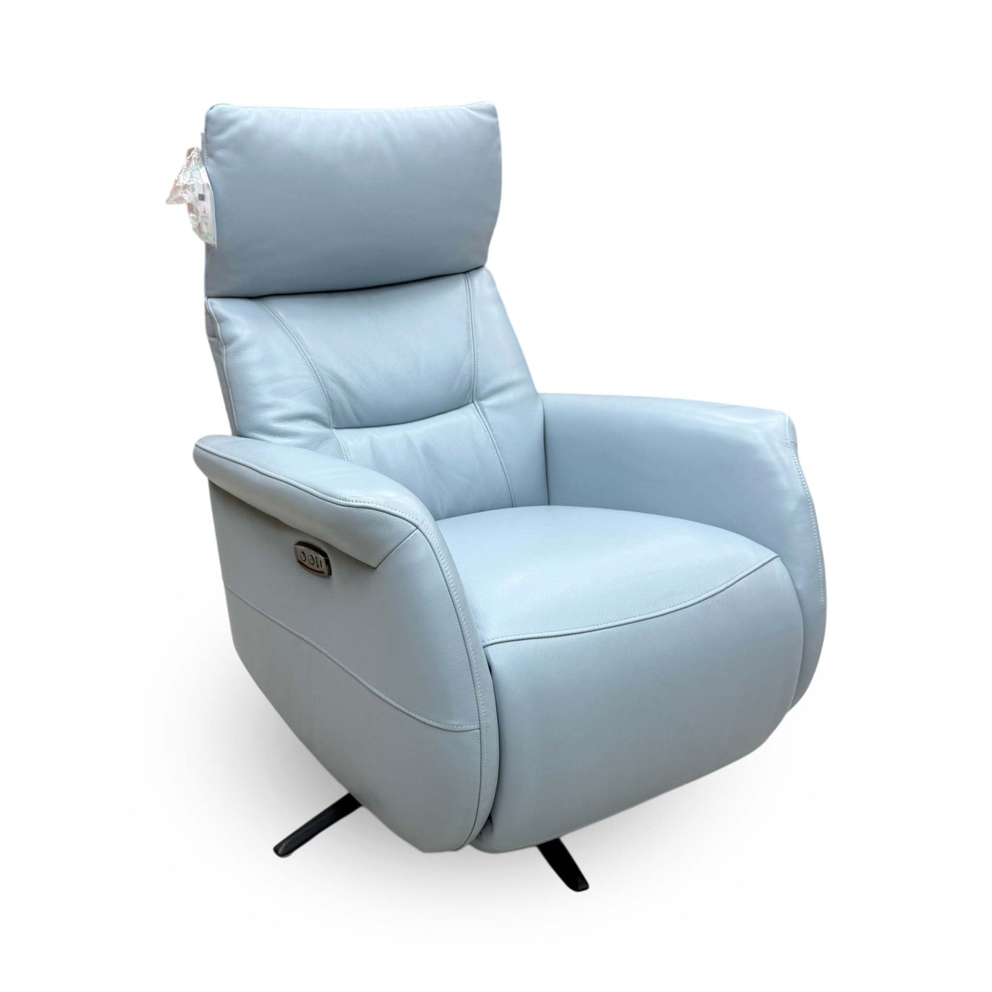 Designer Chair Collection ‘Dussledorf’ Nc-026e Pearl Blue Leather Power Recliner Swivel Chair