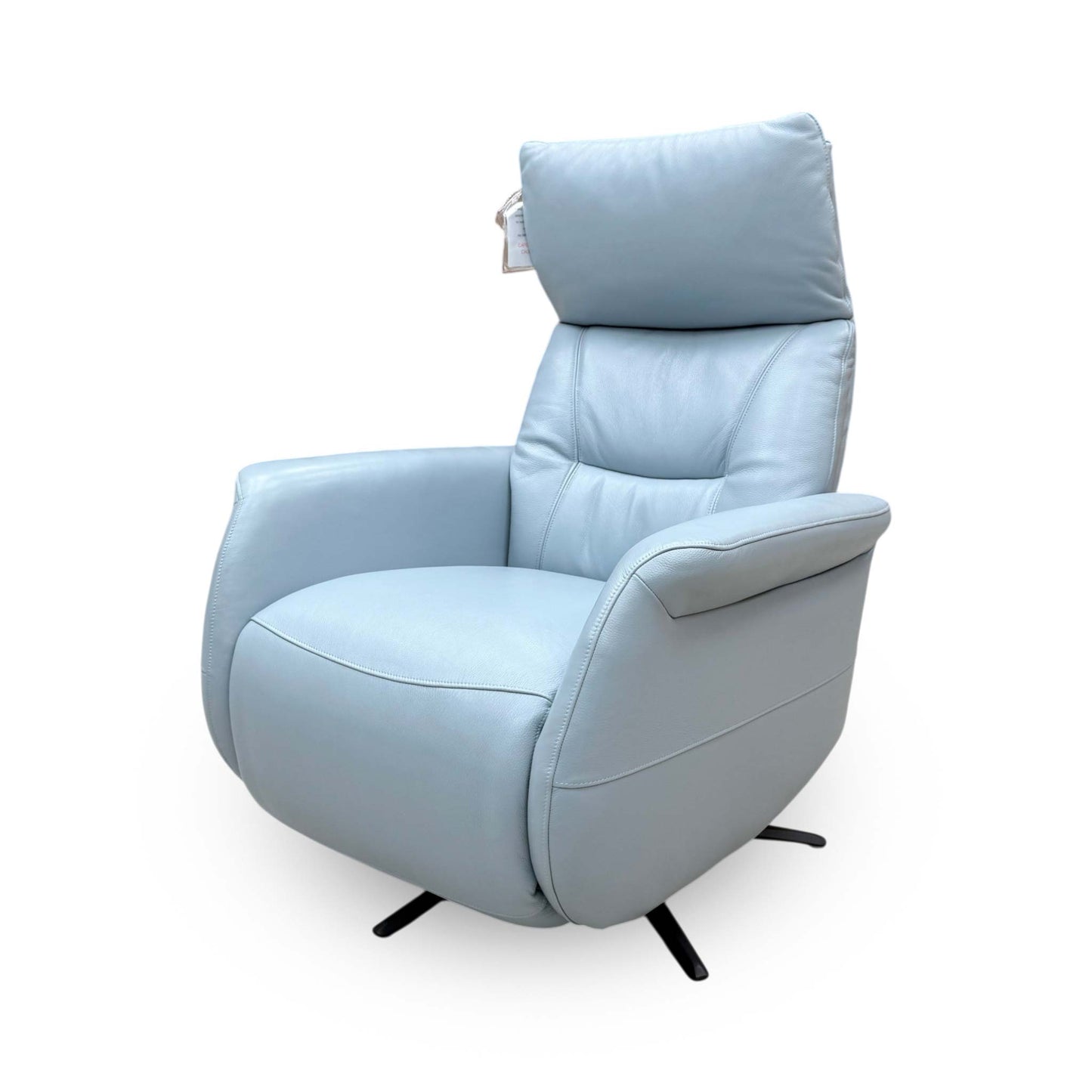 Designer Chair Collection ‘Dussledorf’ Nc-026e Pearl Blue Leather Power Recliner Swivel Chair