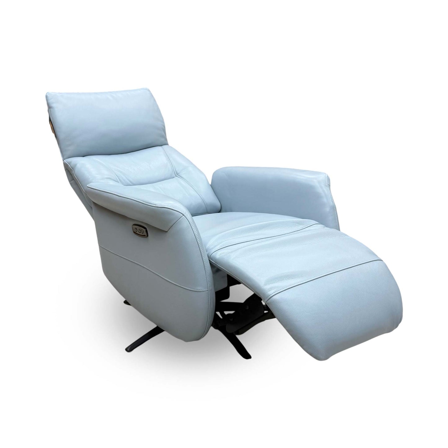 Designer Chair Collection ‘Dussledorf’ Nc-026e Pearl Blue Leather Power Recliner Swivel Chair