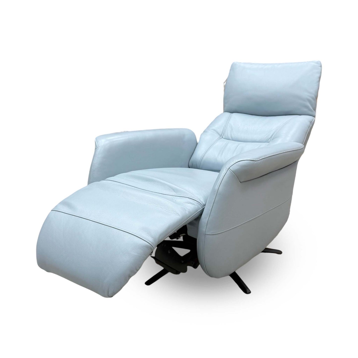 Designer Chair Collection ‘Dussledorf’ Nc-026e Pearl Blue Leather Power Recliner Swivel Chair