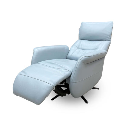 Designer Chair Collection ‘Dussledorf’ Nc-026e Pearl Blue Leather Power Recliner Swivel Chair