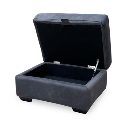 Close-up view of the premium internal gas lift hinge mechanism, showcasing the smooth-operating safety struts attached to the timber storage frame.