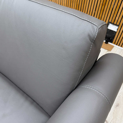 Nicoletti 'Alcova' Torello Grigio Scuro Grey 327 Leather 2 Seater Sofa Bed with Scroll Arms