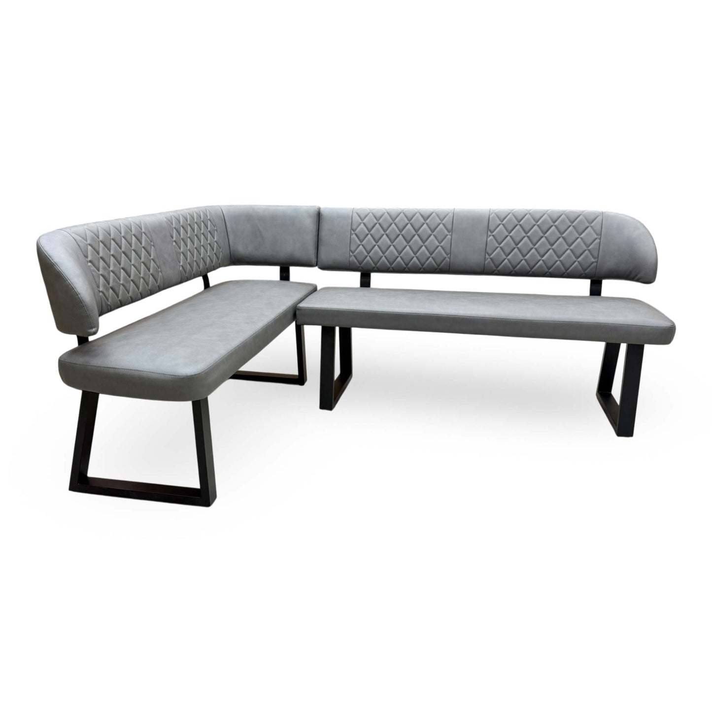 'Venus' Grey Faux Leather Left Hand Facing Corner Dining Bench
