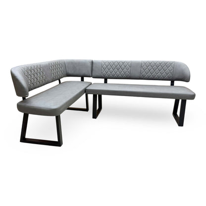 'Venus' Grey Faux Leather Left Hand Facing Corner Dining Bench